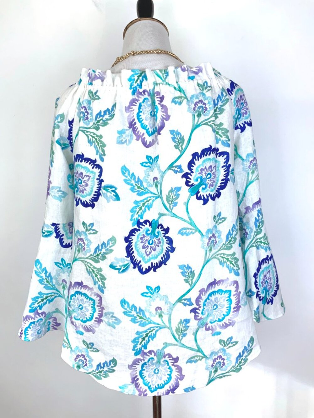 iLinen Lifestyle Floral Linen Ruffle Sleeve Peasant Blouse Sz S - Picture 5 of 16